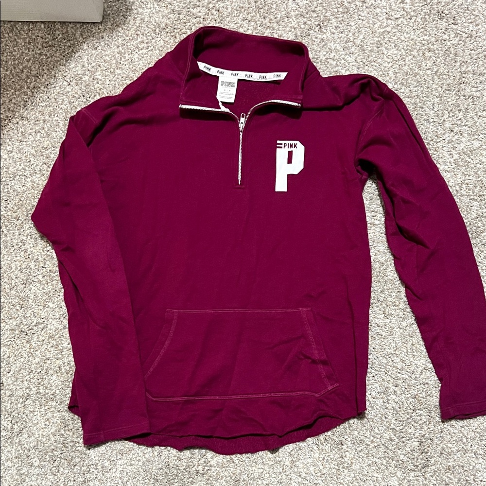 PINK Victoria's Secret Maroon Quarter-Zip Sweatshirt